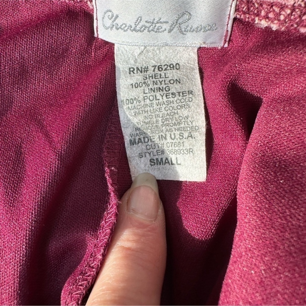 CHARLOTTE ROUSE Y2K lace & spaghetti strap party dress purple with pink like new - Picture 11 of 11
